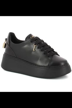 Damskie Carinii Skórzane Sneakersy Damskie | Na Platformie*Czarne sneakersy na platformie --B9580-E50-000-000-F69