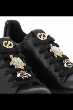 Damskie Carinii Skórzane Sneakersy Damskie | Na Platformie*Czarne sneakersy na platformie --B9589-E50-000-000-G36