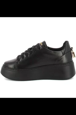 Damskie Carinii Skórzane Sneakersy Damskie | Na Platformie*Czarne sneakersy na platformie --B9580-E50-000-000-F69