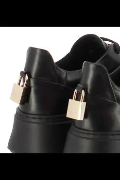 Damskie Carinii Skórzane Sneakersy Damskie | Na Platformie*Czarne sneakersy na platformie --B9580-E50-000-000-F69