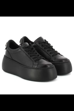 Damskie Carinii Skórzane Sneakersy Damskie | Czarne Sneakersy Damskie*Czarne sneakersy skórzane --B9040-J23-000-000-G23