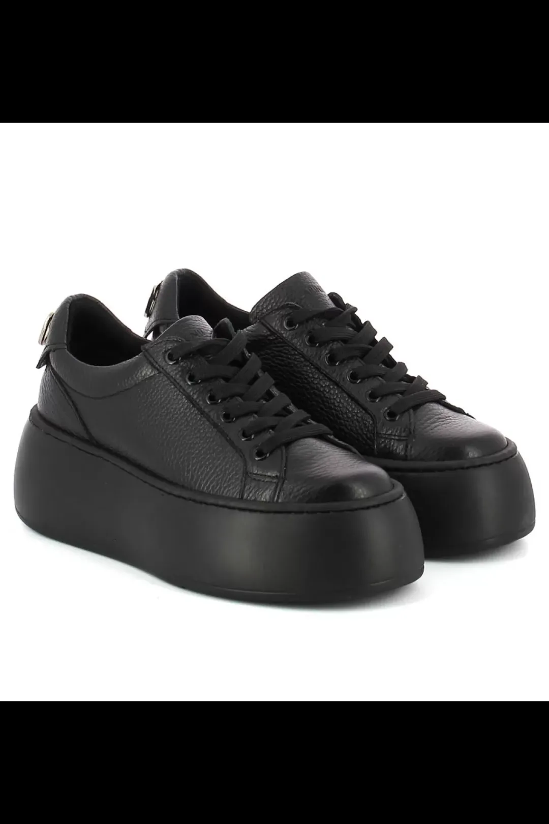 Damskie Carinii Skórzane Sneakersy Damskie | Czarne Sneakersy Damskie*Czarne sneakersy skórzane --B9040-J23-000-000-G23