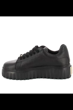 Damskie Carinii Skórzane Sneakersy Damskie | Czarne Sneakersy Damskie*Czarne sneakersy z blaszką --B10224-E50-000-000-000