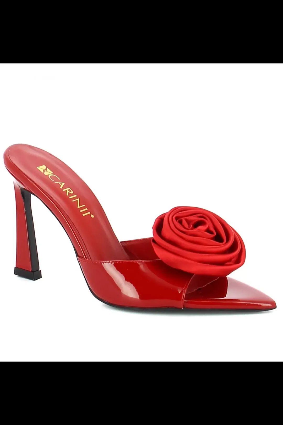 Carinii Na Obcasie | Eleganckie*Czerwone klapki na obcasie z ozdobą --B10279-203-000-000-000