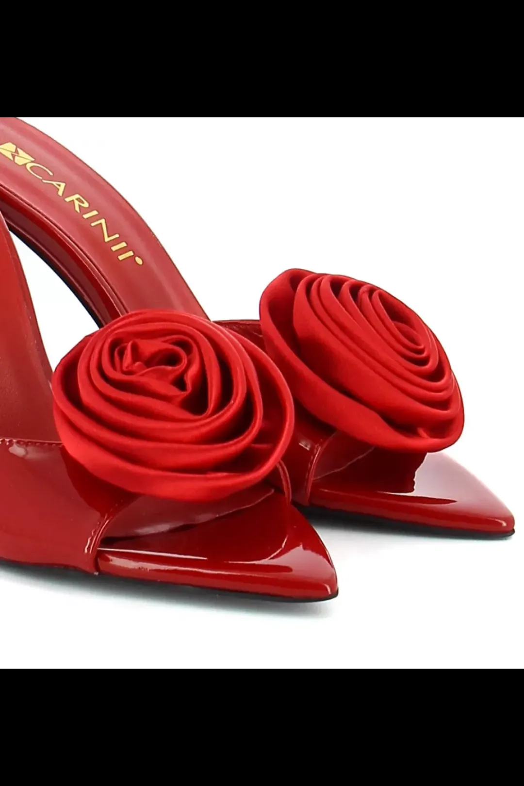 Carinii Na Obcasie | Eleganckie*Czerwone klapki na obcasie z ozdobą --B10279-203-000-000-000