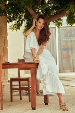 Carinii Na Obcasie | Eleganckie*Musztardowe klapki na obcasie --B6412-619-491-000-000