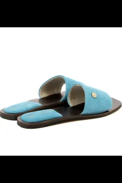 Carinii Eleganckie*Niebieskie zamszowe klapki --B8858-024-000-000-F70