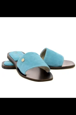 Carinii Eleganckie*Niebieskie zamszowe klapki --B8858-024-000-000-F70