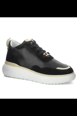 Damskie Carinii Skórzane Sneakersy Damskie | Na Platformie*Skórzane sneakersy czarne --B9971-353-180-000-000