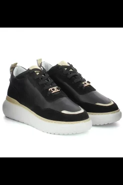 Damskie Carinii Skórzane Sneakersy Damskie | Na Platformie*Skórzane sneakersy czarne --B9971-353-180-000-000