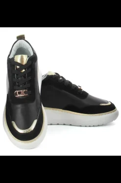 Damskie Carinii Skórzane Sneakersy Damskie | Na Platformie*Skórzane sneakersy czarne --B9971-353-180-000-000