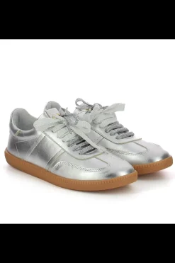 Damskie Carinii Skórzane Sneakersy Damskie*Srebrne sneakersy skórzane --B10331-080-000-000-000