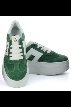 Carinii Na Platformie*Zielone sneakersy zamszowe --B9992-T75-L46-000-G73